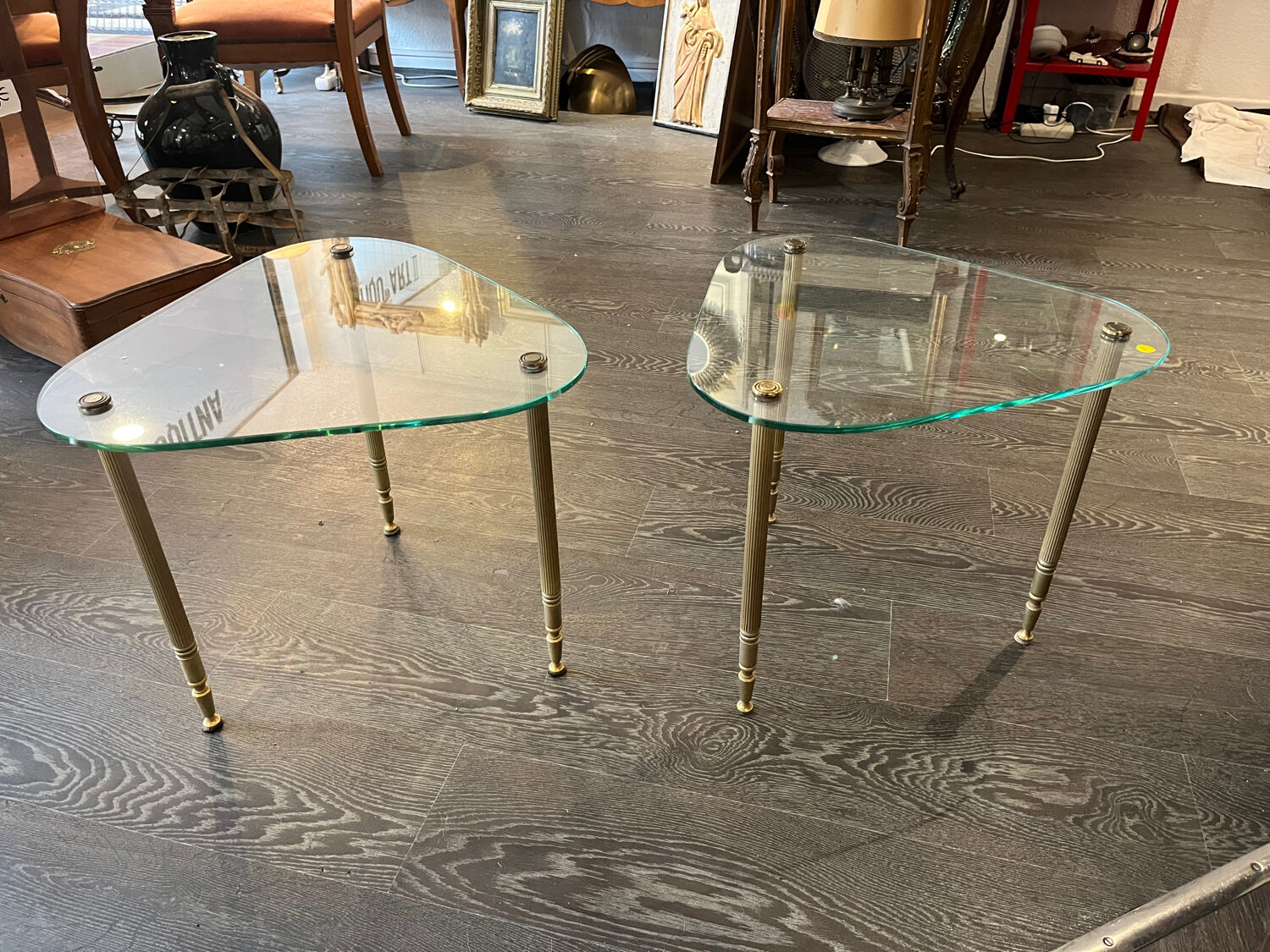 1960s designer glass and metal sofa end table