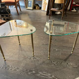 1960s designer glass and metal sofa end table