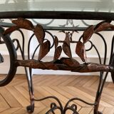 Table baroque en verre et fer forgé