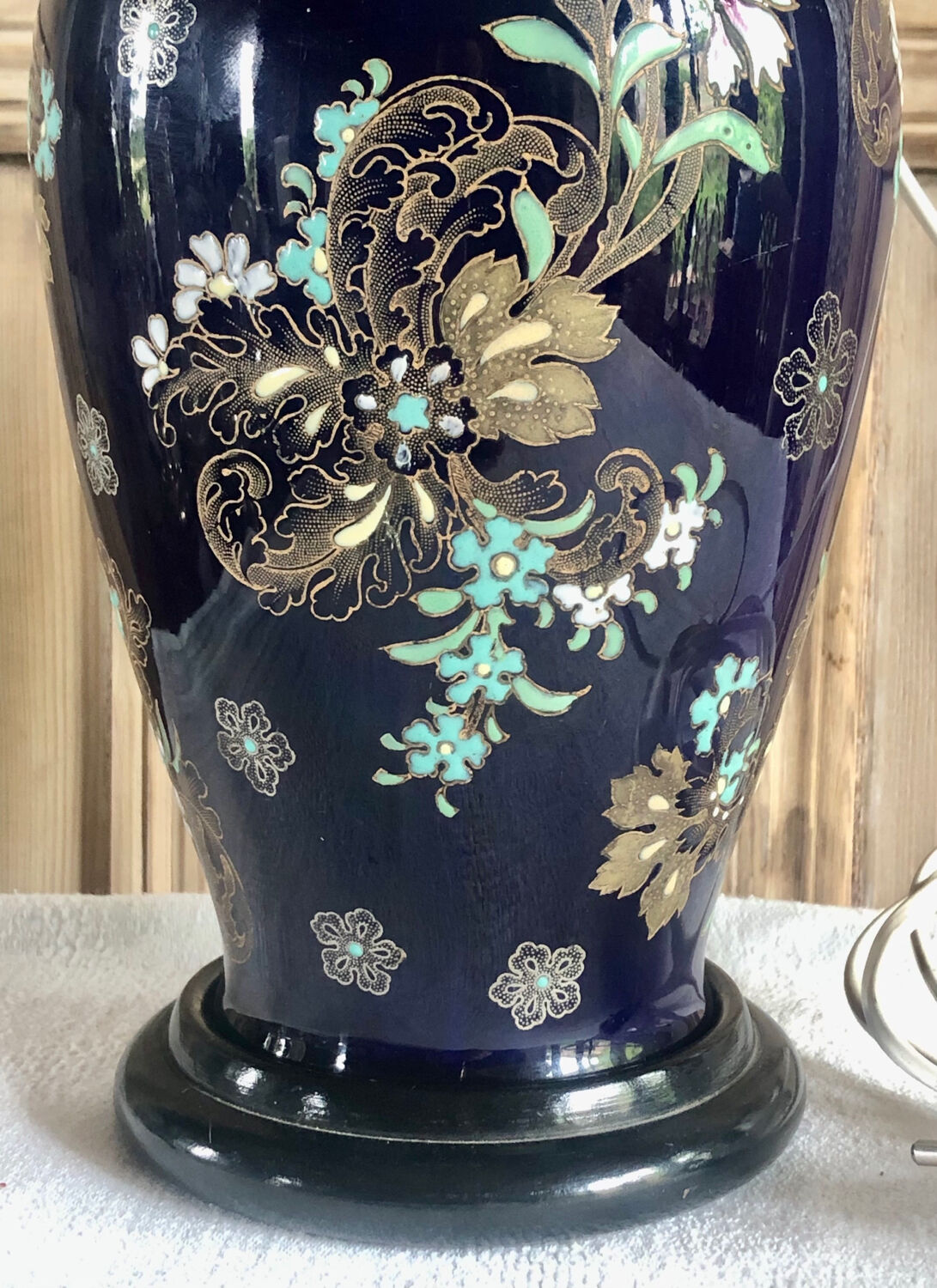 Old vase baluster enamelled lamp Boch Frères Keramis Belgium