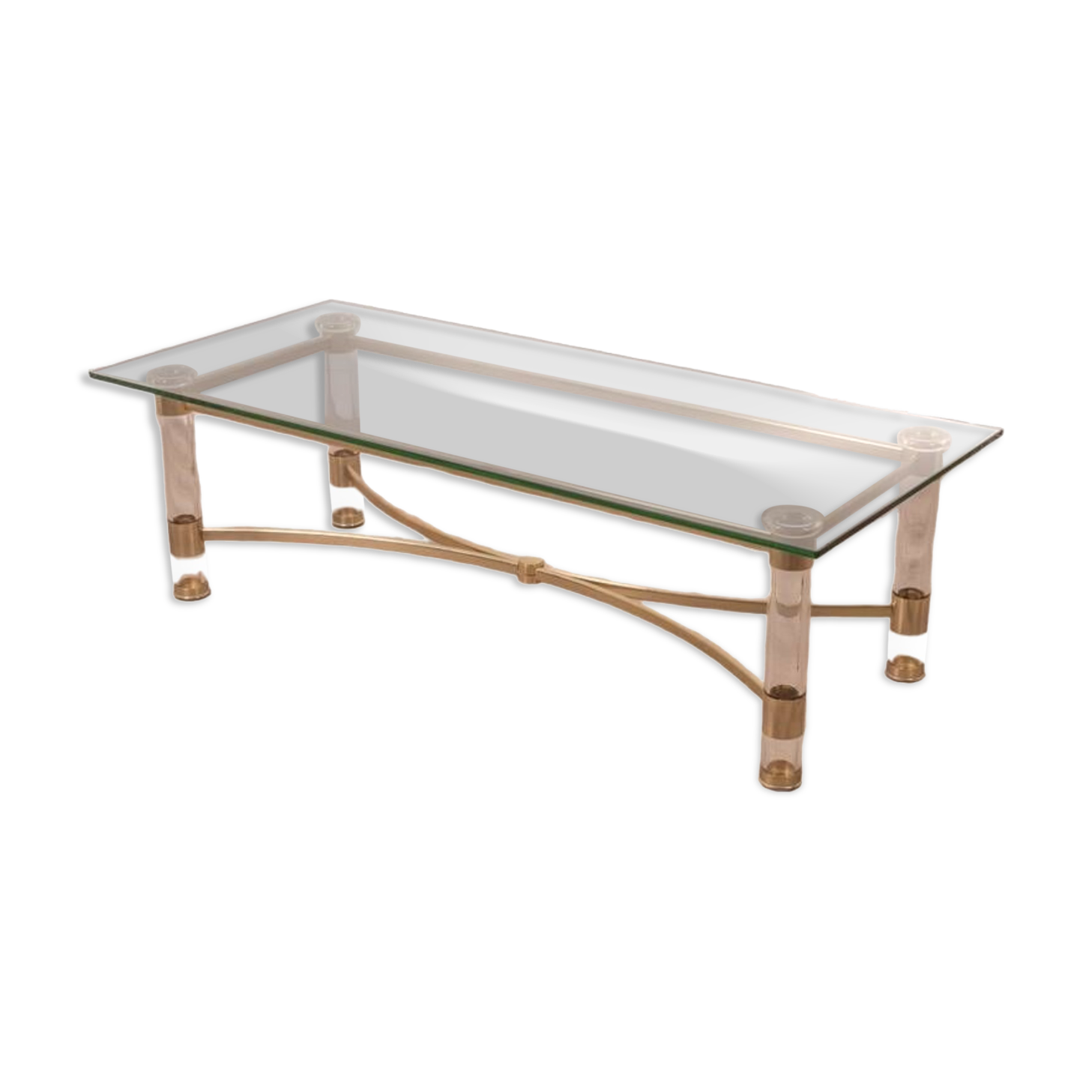 Vintage 70's table in brass and lucite design by sandro petti for metalarte