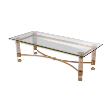 Table vintage années 70 en laiton et lucite design par sandro petti pour metalarte