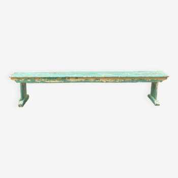 Large green and cream teak bench