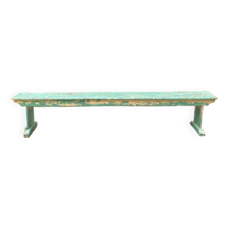 Large green and cream teak bench