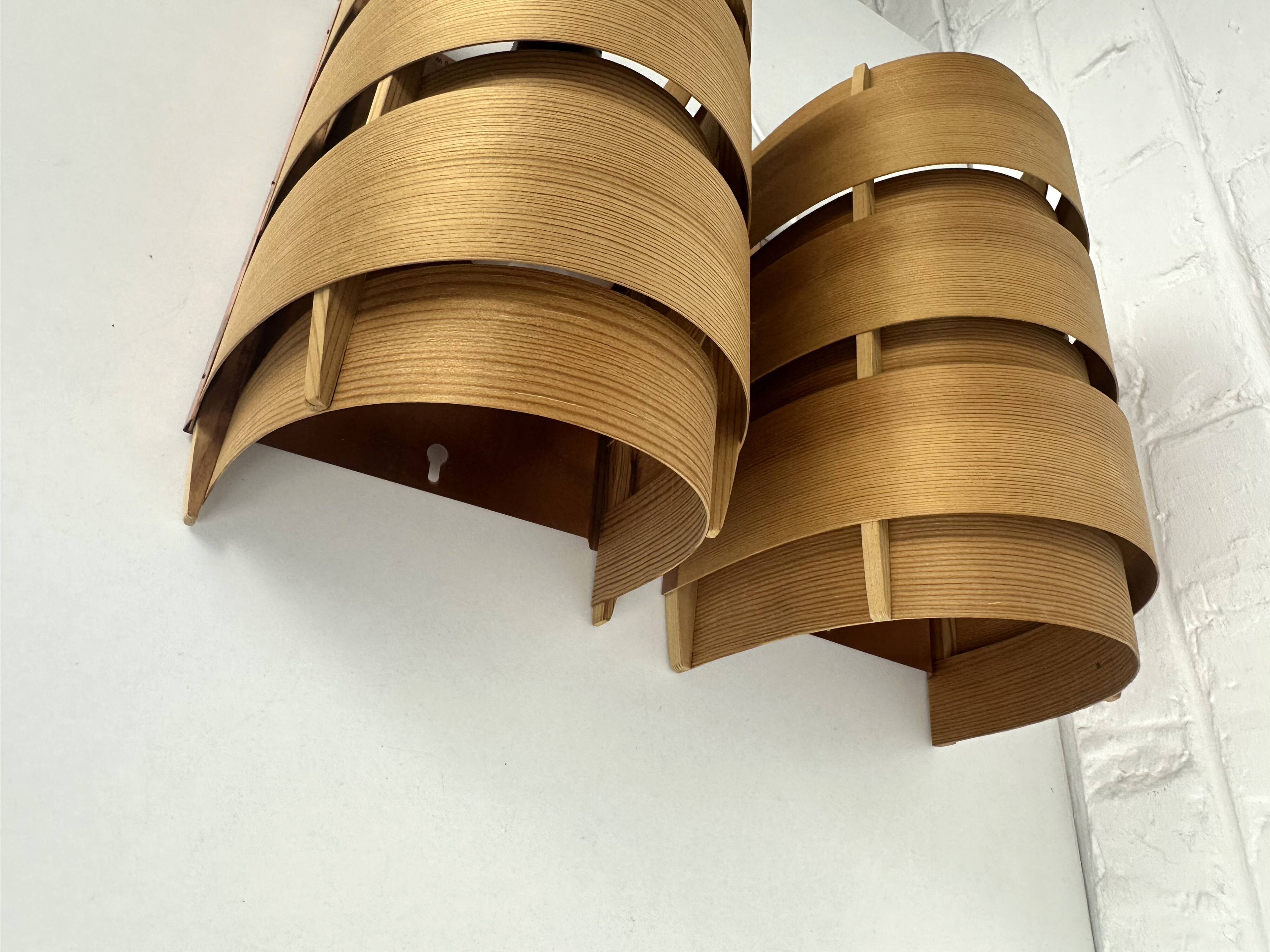 Pair of V155 wall lights in pine by Hans-Agne Jakobsson, Sweden, 1960.