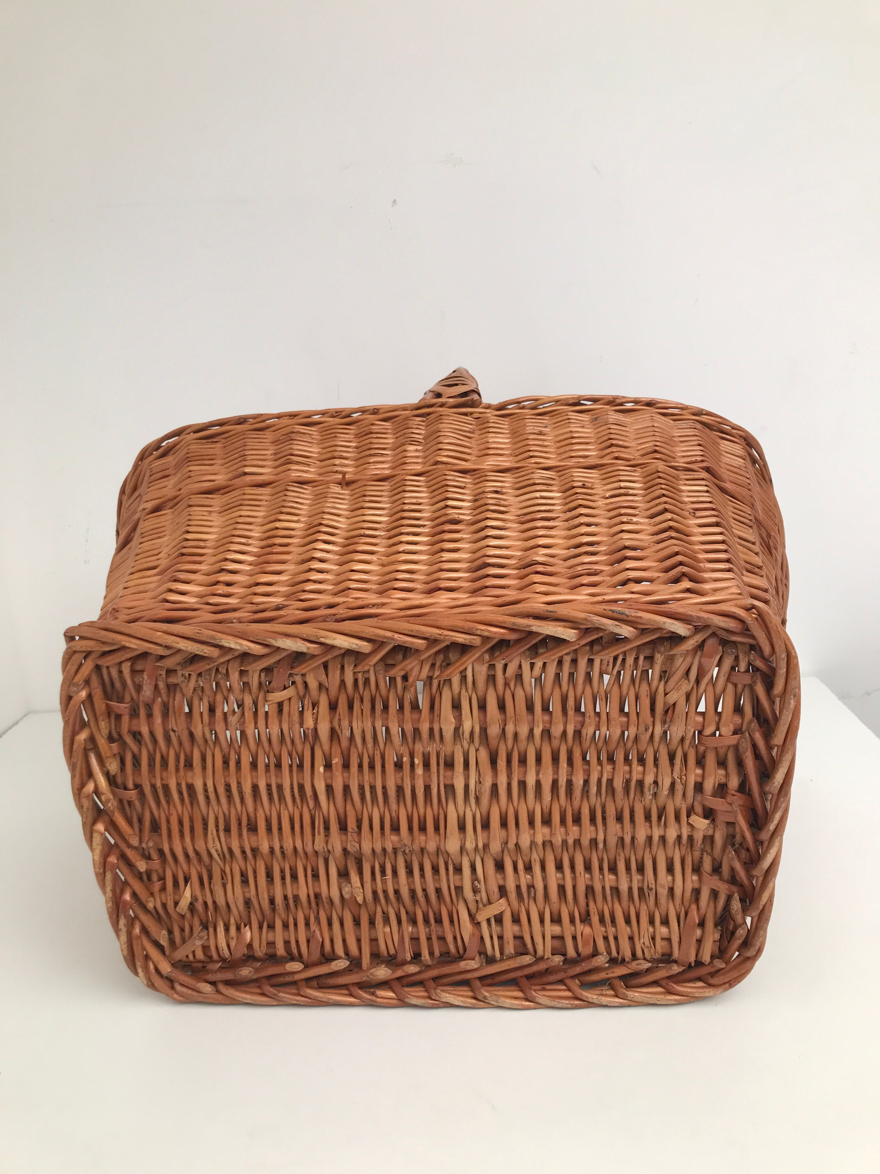 Vintage rattan wicker market basket