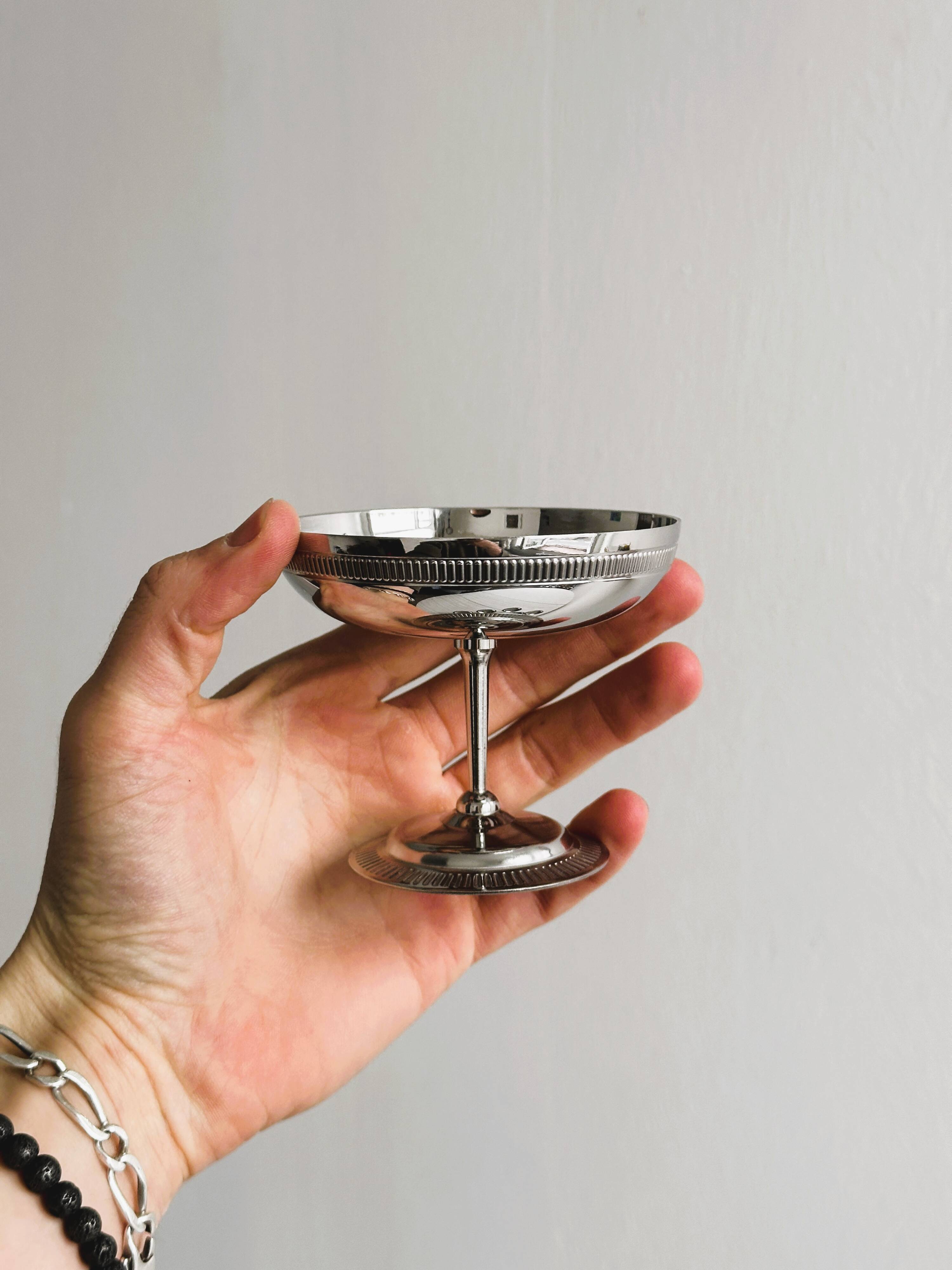 10 stainless steel footed cups, Letang Remy style