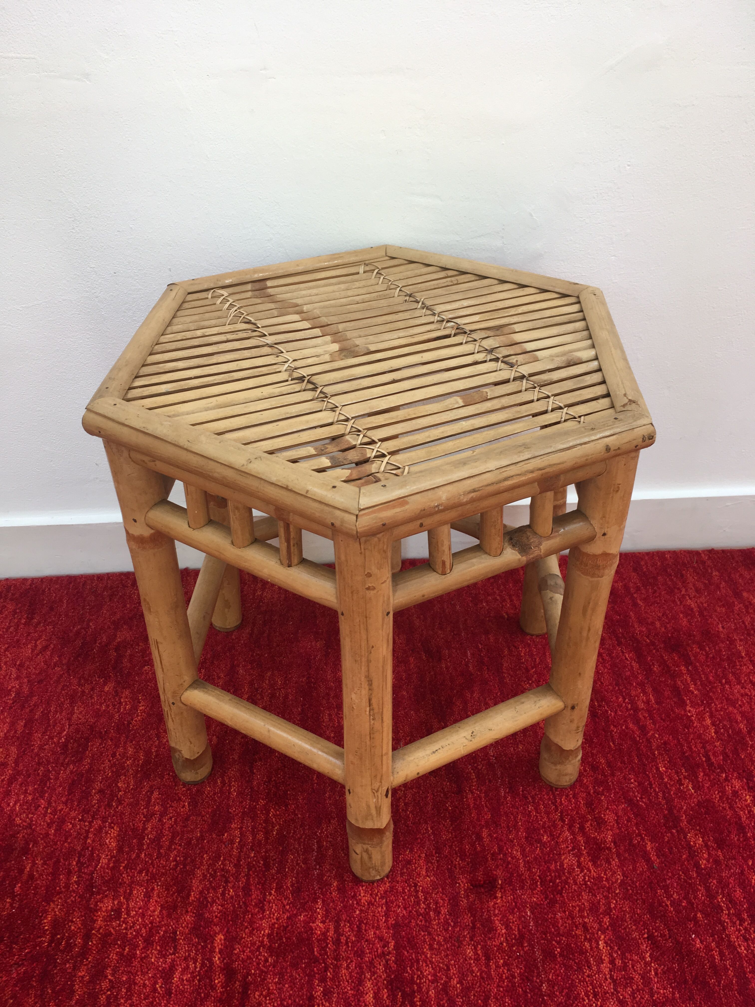 Hexagonal coffee table in bamboo and rattan
