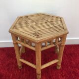 Hexagonal coffee table in bamboo and rattan
