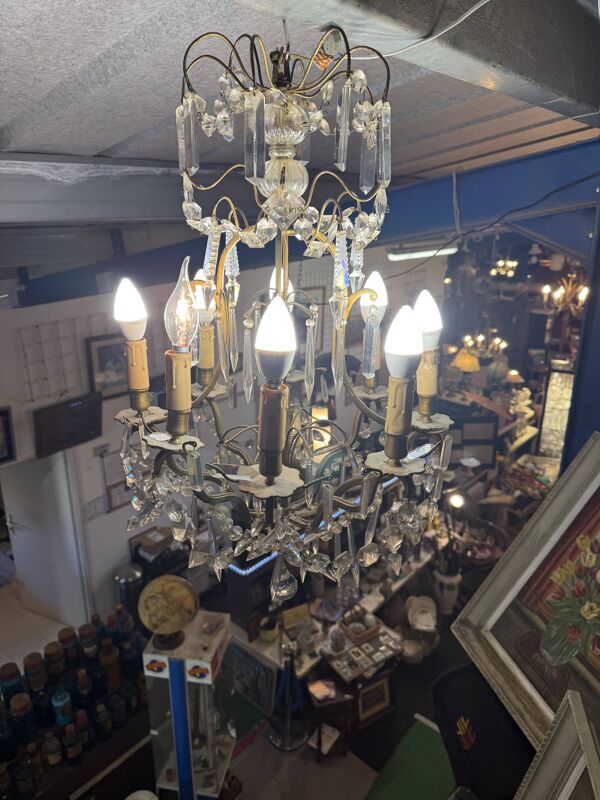 Lustre cage à pampilles