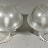 Lampes de table en verre champignon Peill & Putzler des années 1970