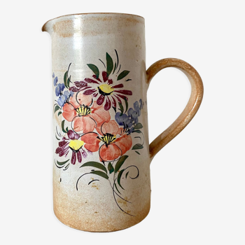 Stoneware pitcher floral decoration