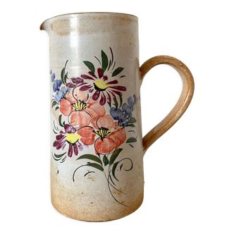 Stoneware pitcher with floral decoration