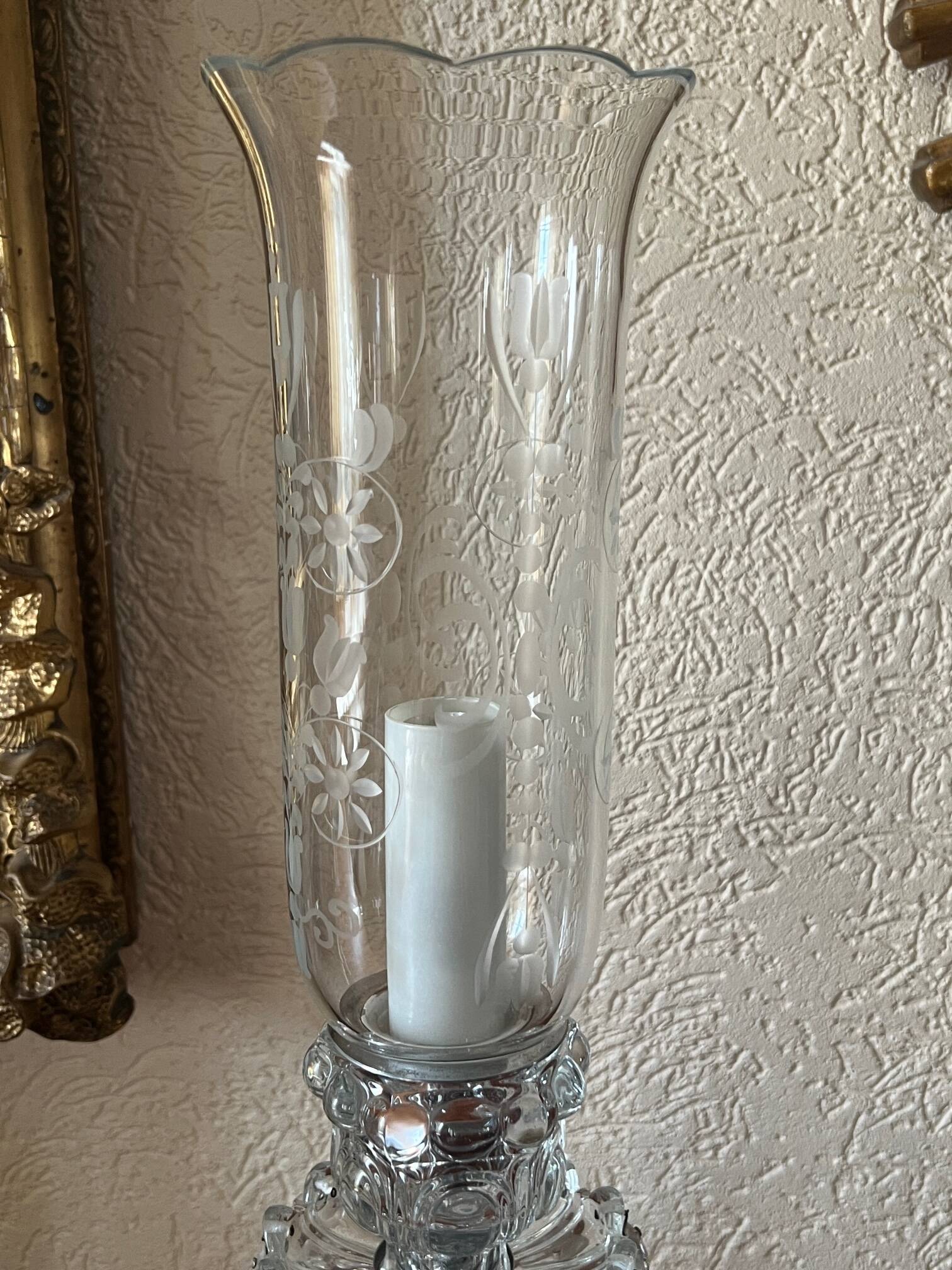 Desk lamp. Crystal, glass, hand engraving.