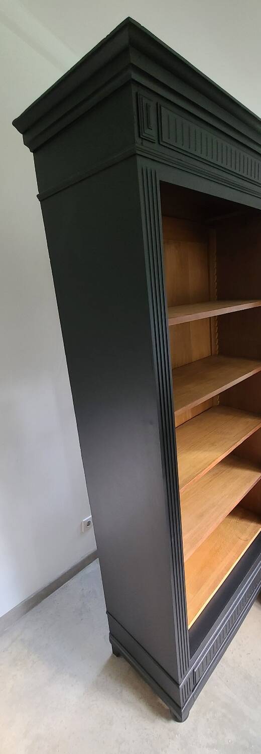 Old black oak bookcase drawer storage unit dresser shelf cabinet of curiosities