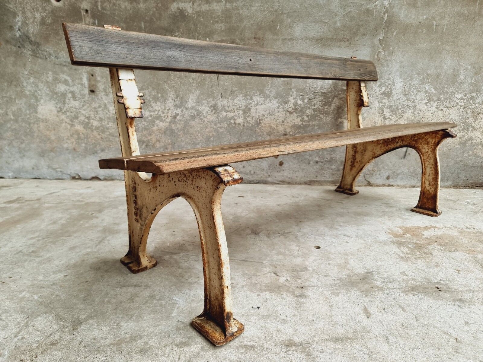 Old garden bench park bench oak with cast iron 160 cm