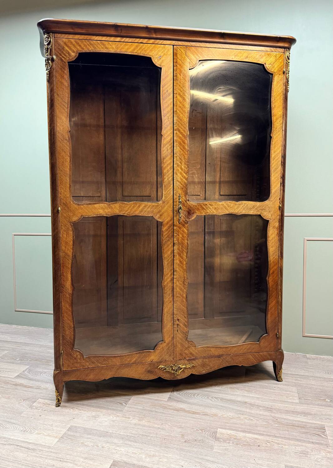 Louis xv style marquetry glass bookcase xix eme century
