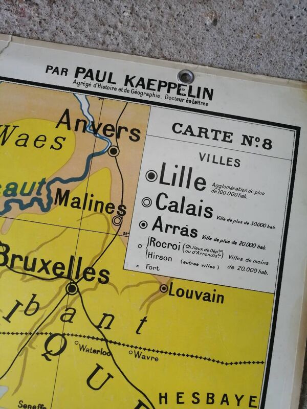 Ancienne carte scolaire : France, plaine du Nord Hatier Kaeppelin N°8.