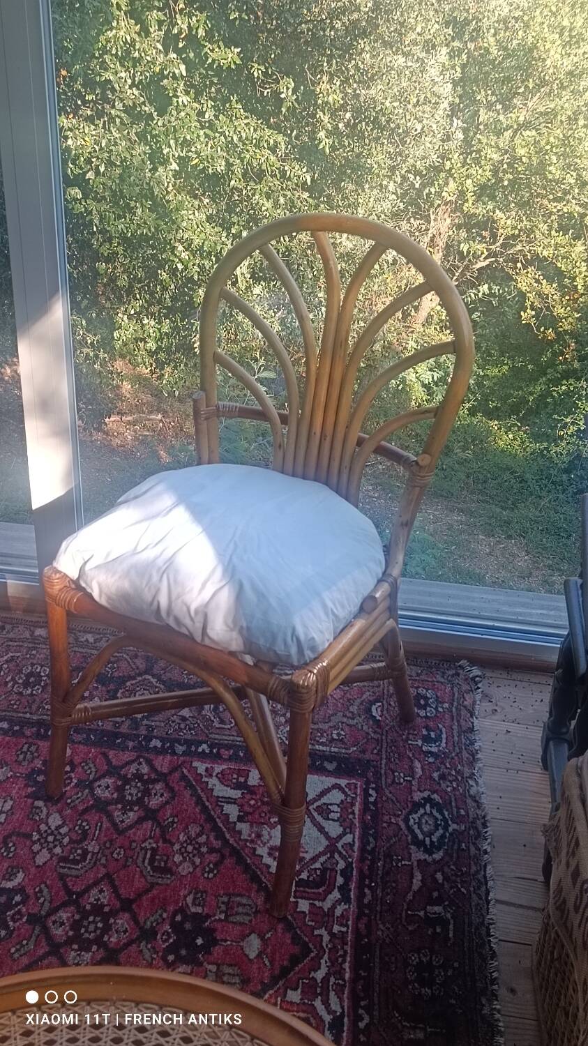 Chaise vintage en rotin et bambou, France, des années 1960