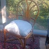 Chaise vintage en rotin et bambou, France, des années 1960