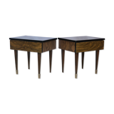 Pair of bedside table varnished wood 60s
