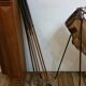 Old golf bag with 5 golf clubs