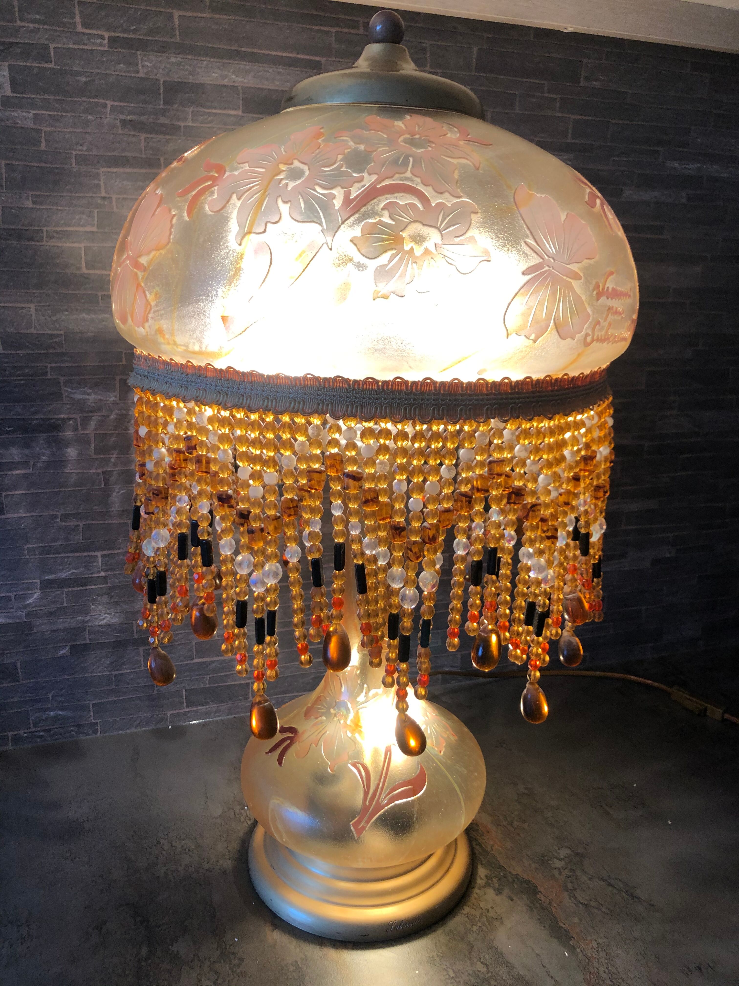 Glass lamp floral decoration Vianne ed. Suberville