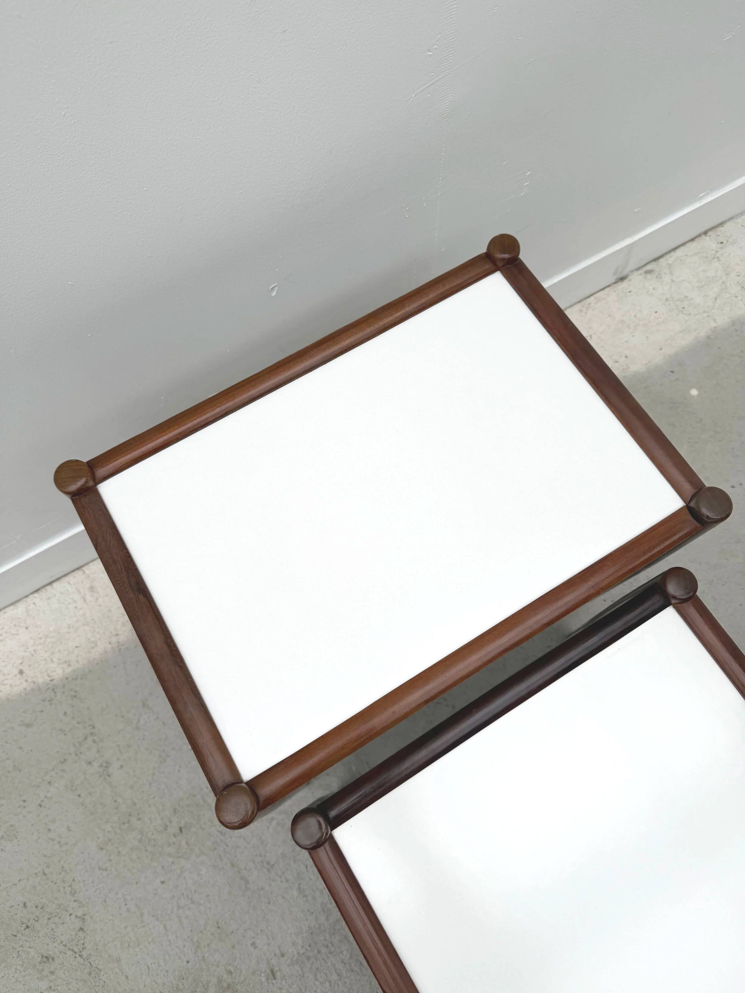 Scandinavian nesting tables in rosewood and formica, 1970.