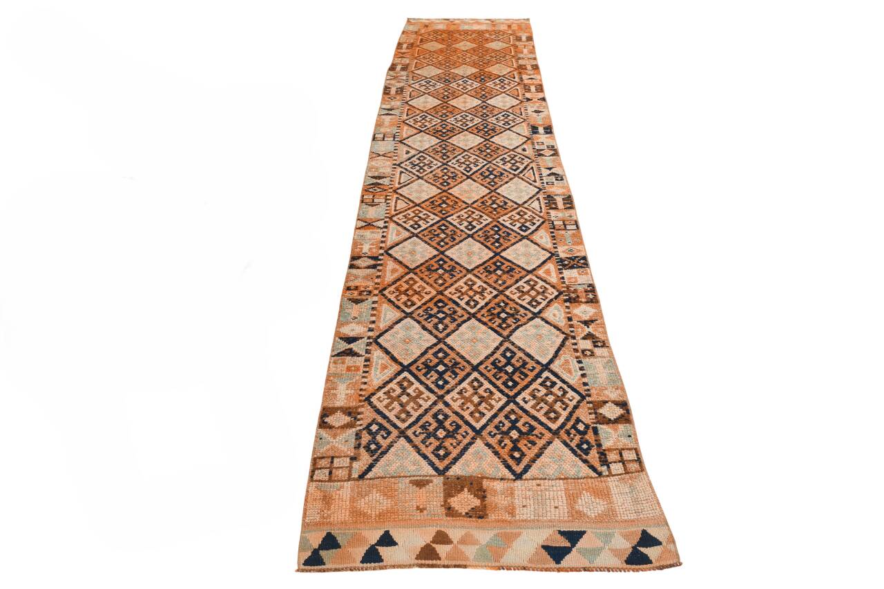 Navy Blue Super Soft Modern Vintage Runner Rug, 83x371Cm