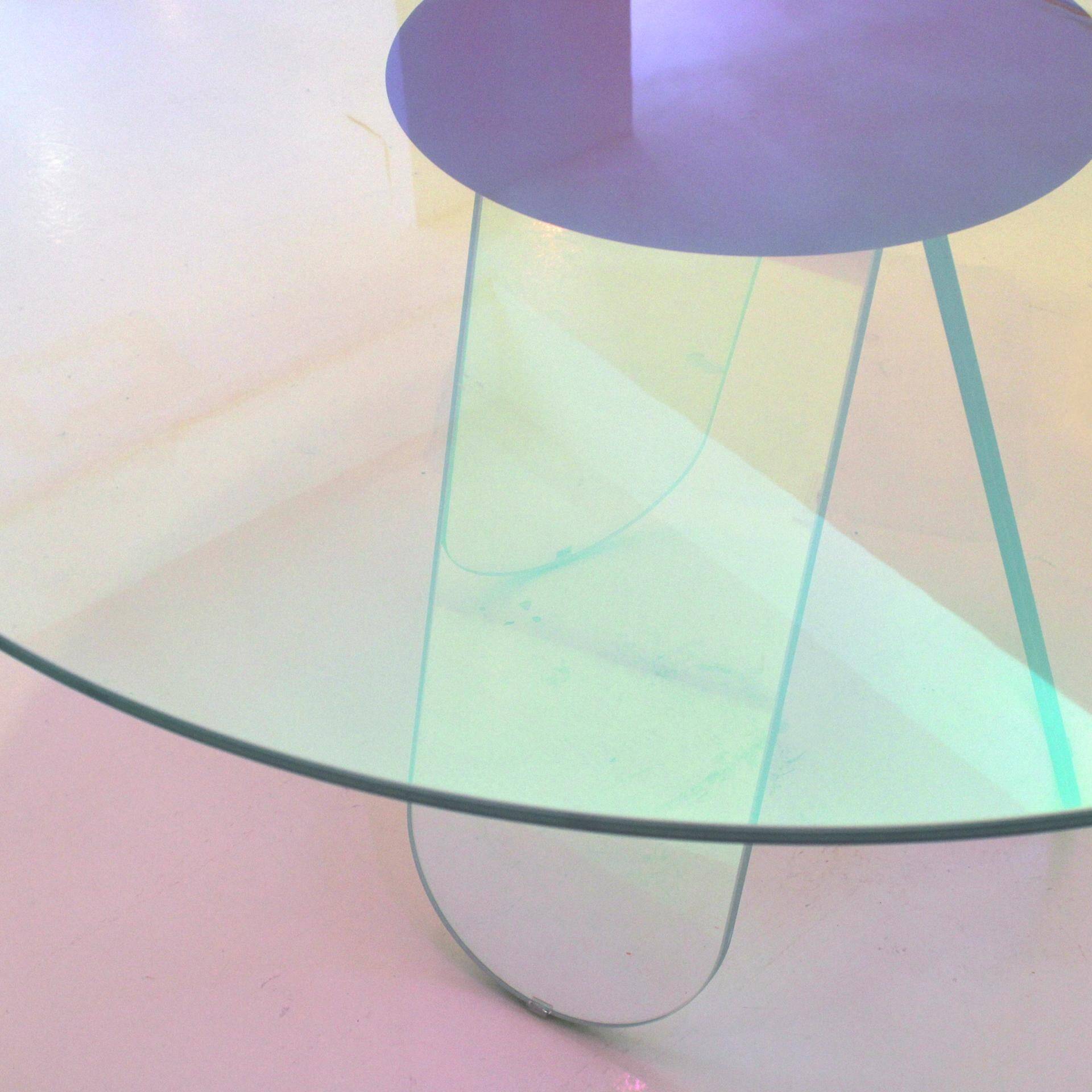 Shimmer Circular Table Made of Art Glass and Desgined by Patricia Urquiola