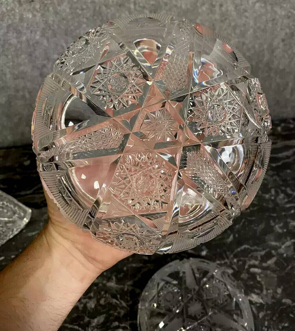 Magnificent series of 2 pieces in chiseled crystal art deco period