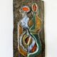 Sculpture murale cubiste en terre cuite émaillée. Allemagne, années 50
