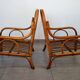 Pair of vintage low armchairs in bamboo and rattan