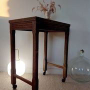 Vintage wooden wheeled side table/console
