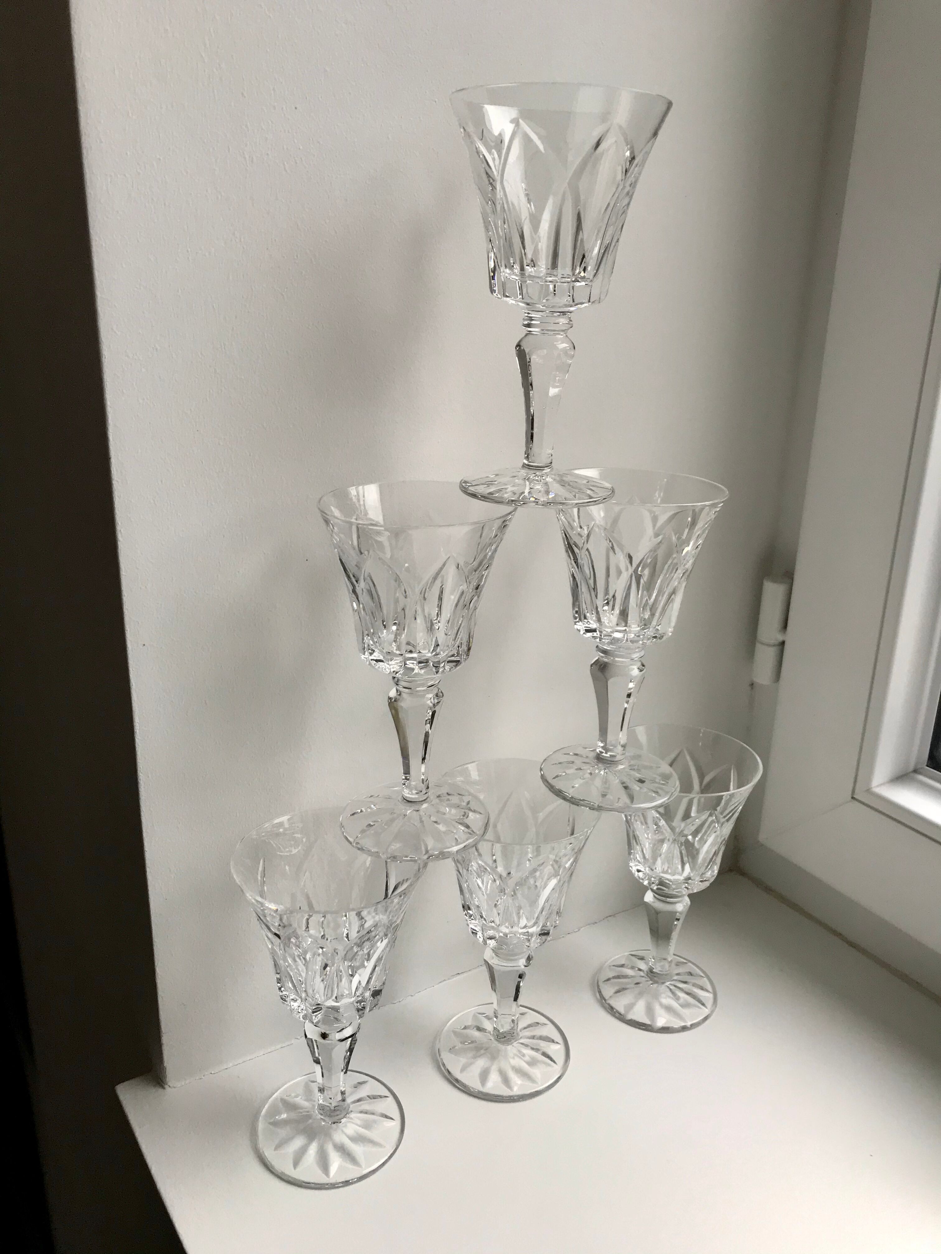 Set of 6 crystal wine glasses 50s