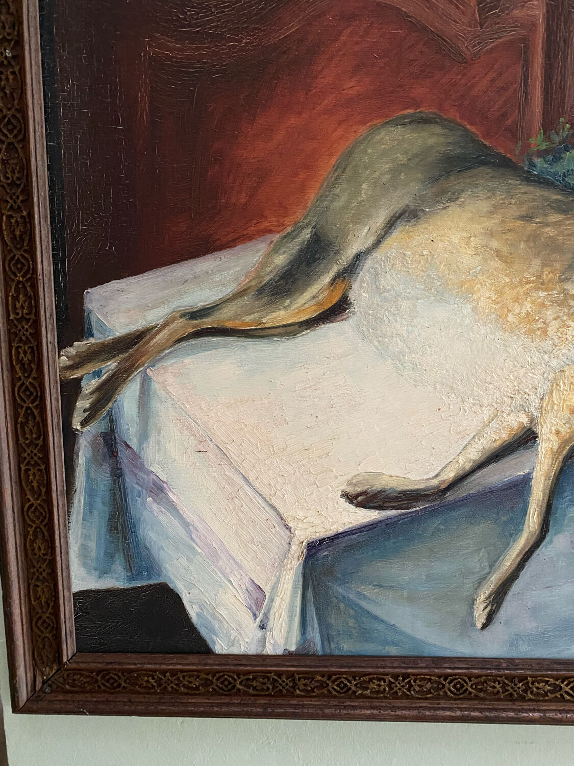 Huile sur toile still life hare