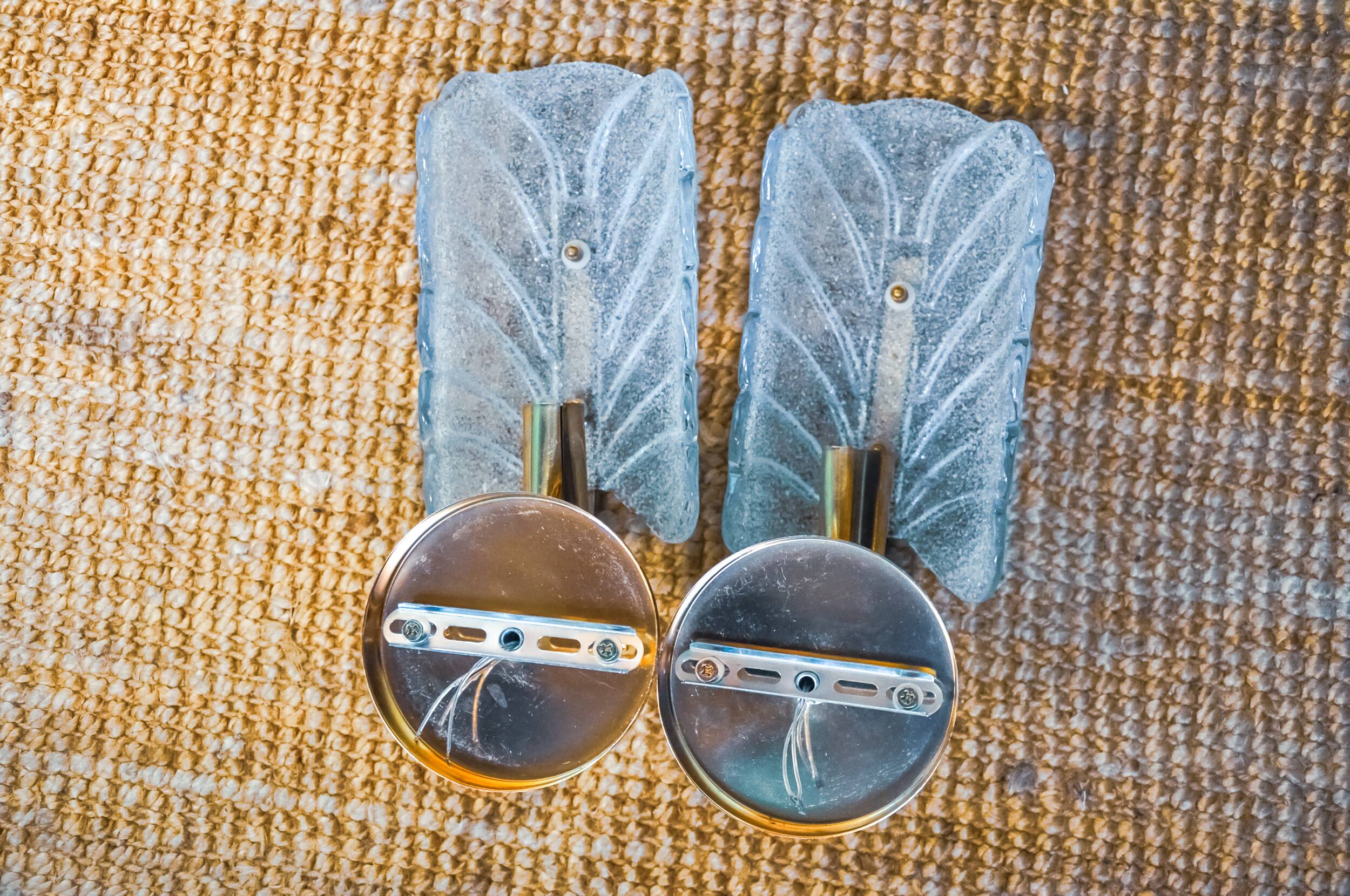 Pair of "leaf" sconces by Carl Fagerlund, Murano glass, Germany, 1970