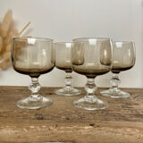 4 vintage luminarc smoked glasses