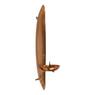 Large 1950s 60s mid century wall candle holder hammered copper