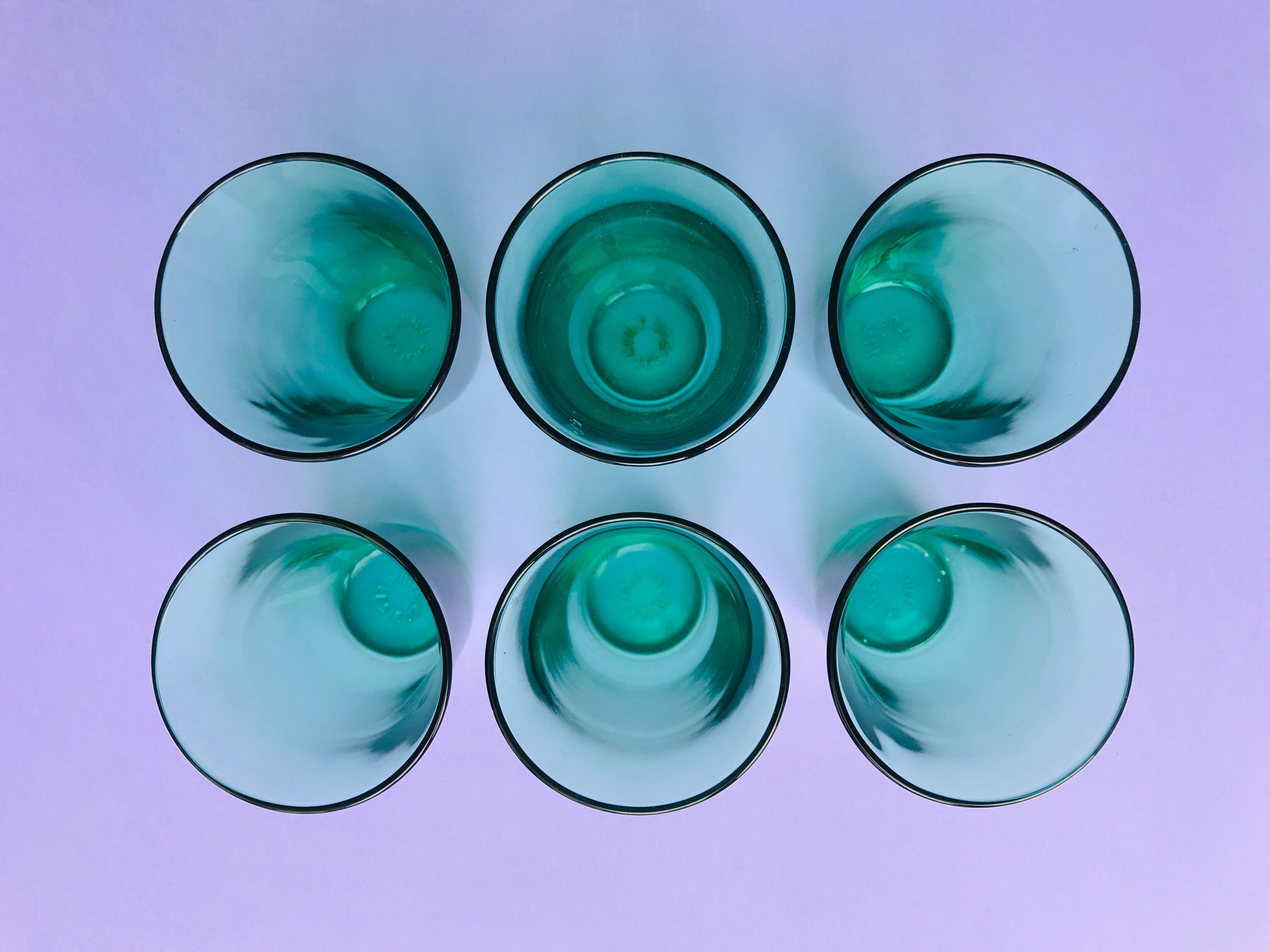 Batch of 8 verres to eau turquoise vintage retro