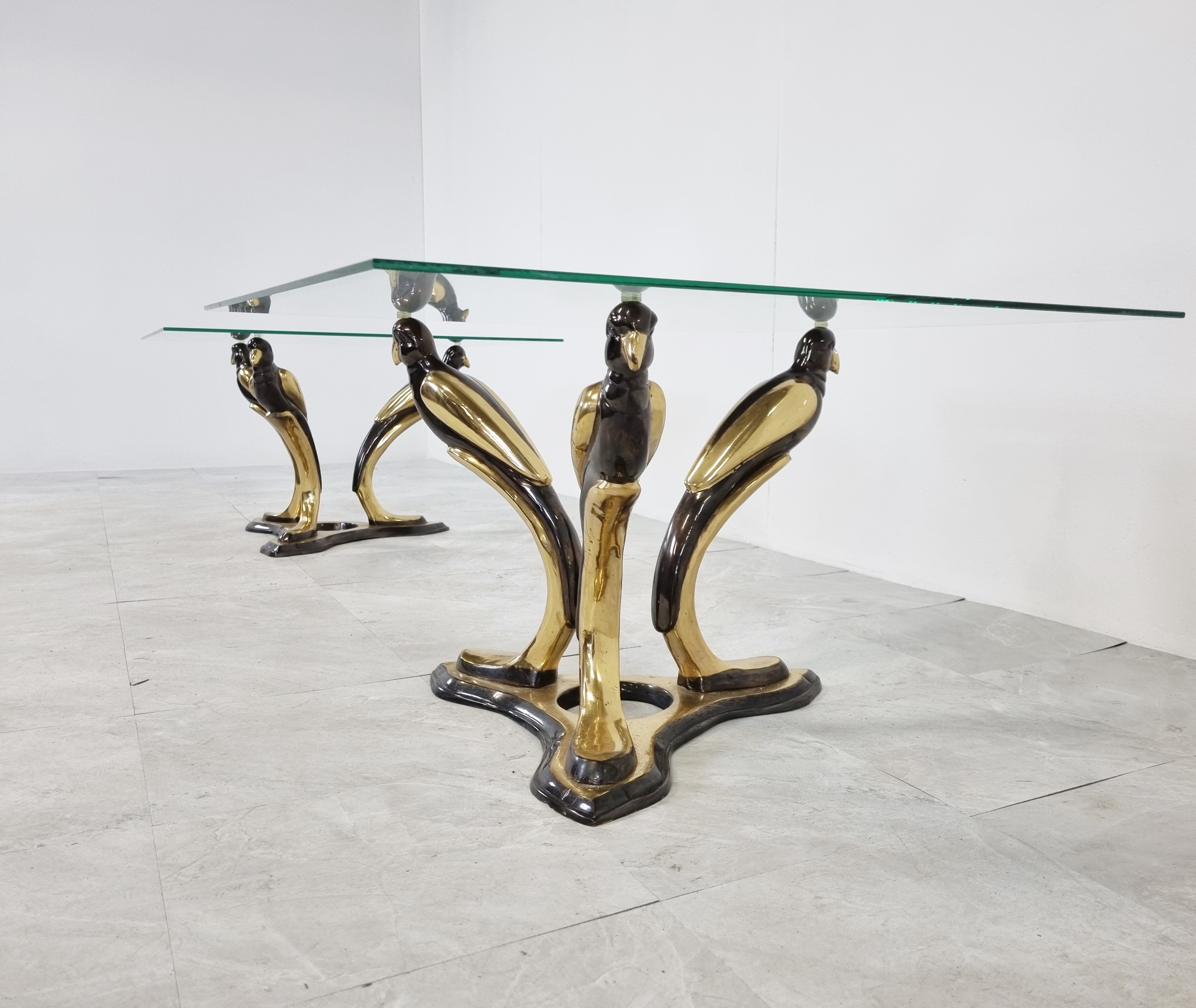 Pair of brass bird coffee tables, 1970s