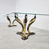 Pair of brass bird coffee tables, 1970s