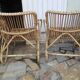 Lounge or garden table and 4 vintage wicker and rattan chairs 60s