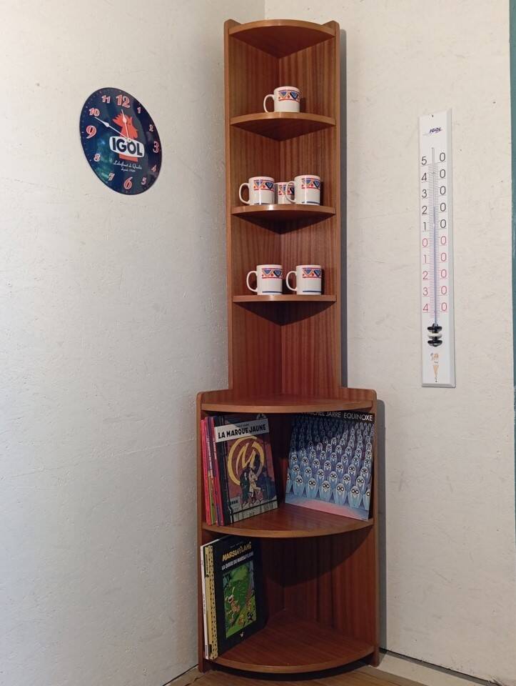 1960s teak corner shelf unit