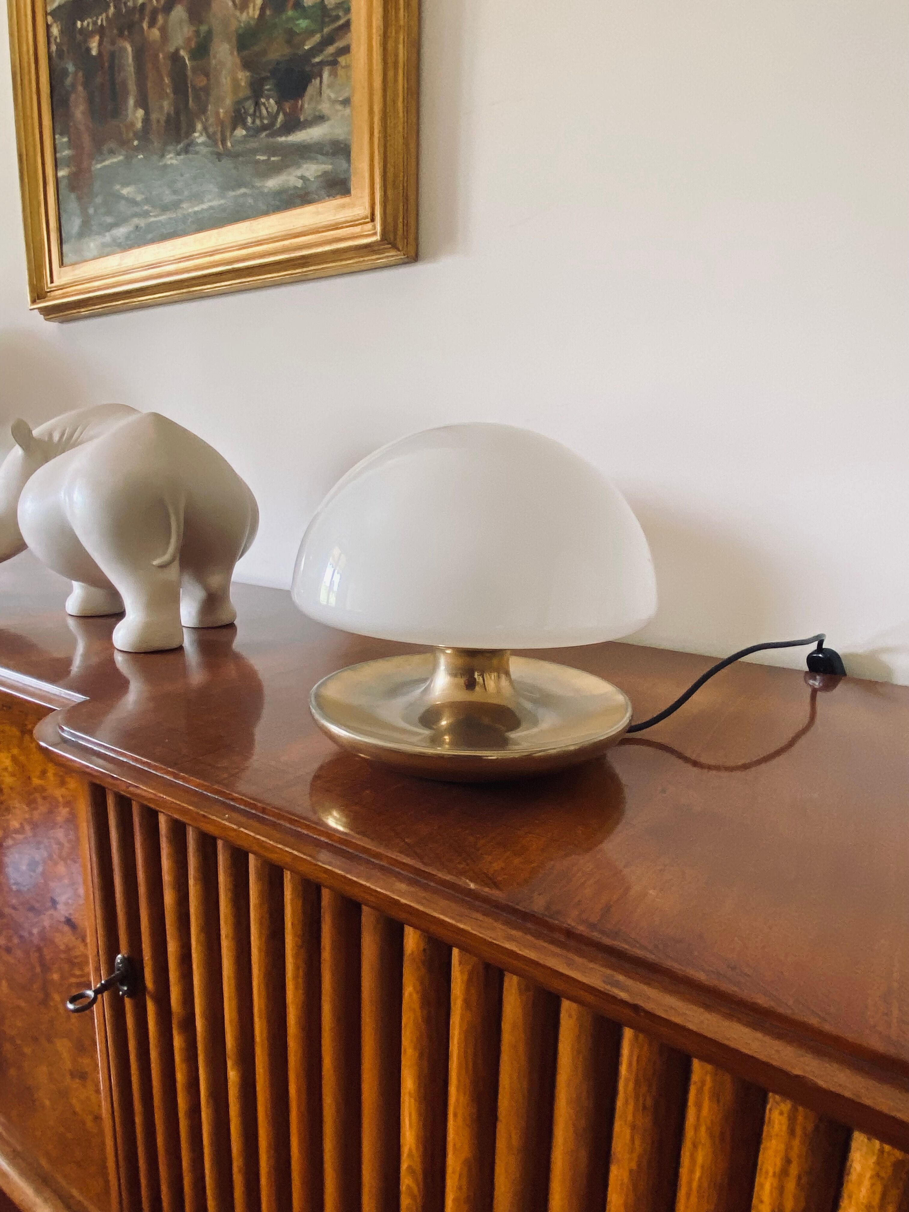 Mushroom mod. VP gold table lamp, Vittorio Balli e Romeo Ballardini, Sirrah, 1970s