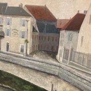 Painting on isorel of the bridge of chouze sur Loire