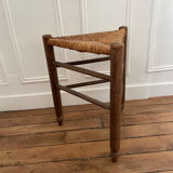 Tabouret tripode en paille