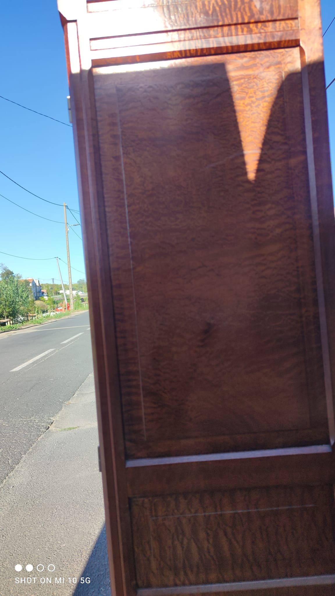 Bibliothèque de bureau 1925 en acajou ondé massif