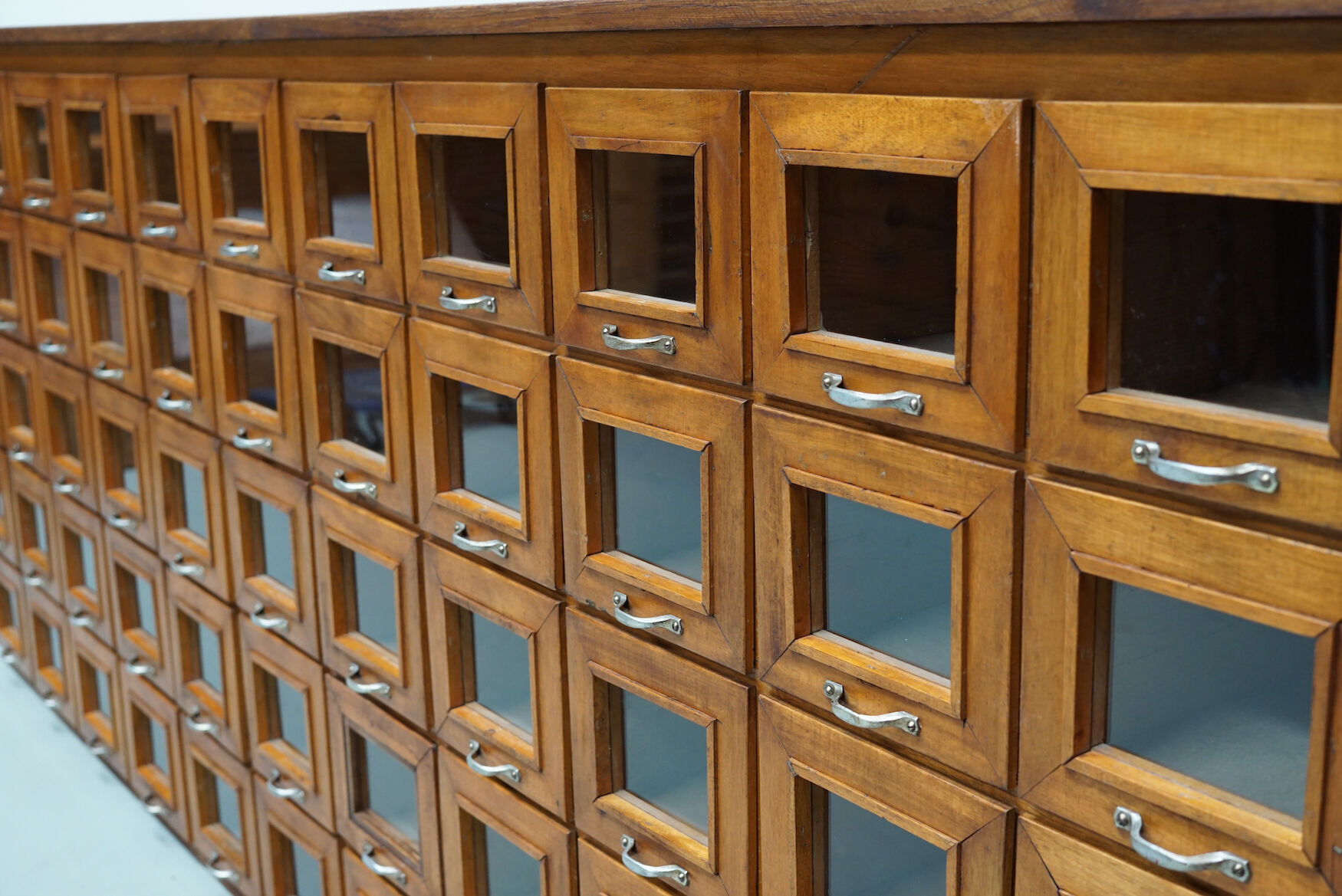 Vintage Dutch Oak Haberdashery Shop Cabinet / Vitrine, 1950s