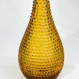 Italian carafe amber diamond tip motif Empoli, blown glass Italy circa 1950